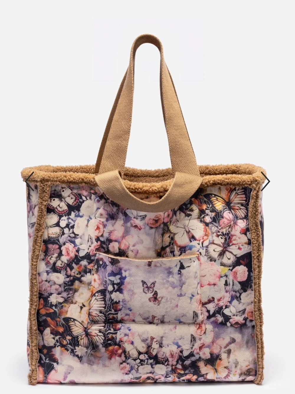 Johnny Was Zaira Faux Suede Floral Tote in Beige and Multi-Color